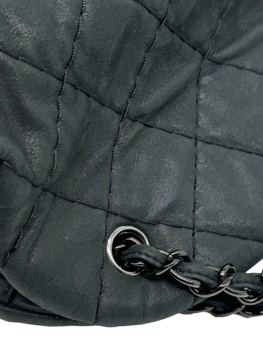 Chanel Just Mademoiselle Small Bowling Quilted Leather Shoulder Bag Black